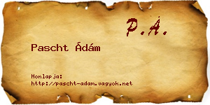 Pascht Ádám névjegykártya